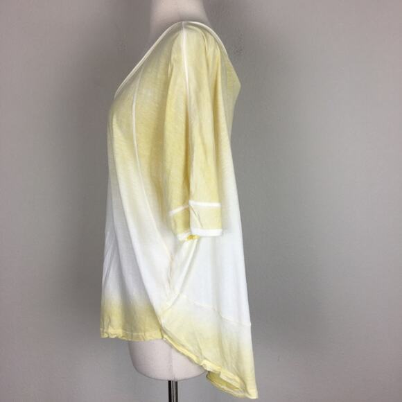 We the Free Yellow White Dip Dye Boxy Short Sleeve Tee Medium - Picture 4 of 7